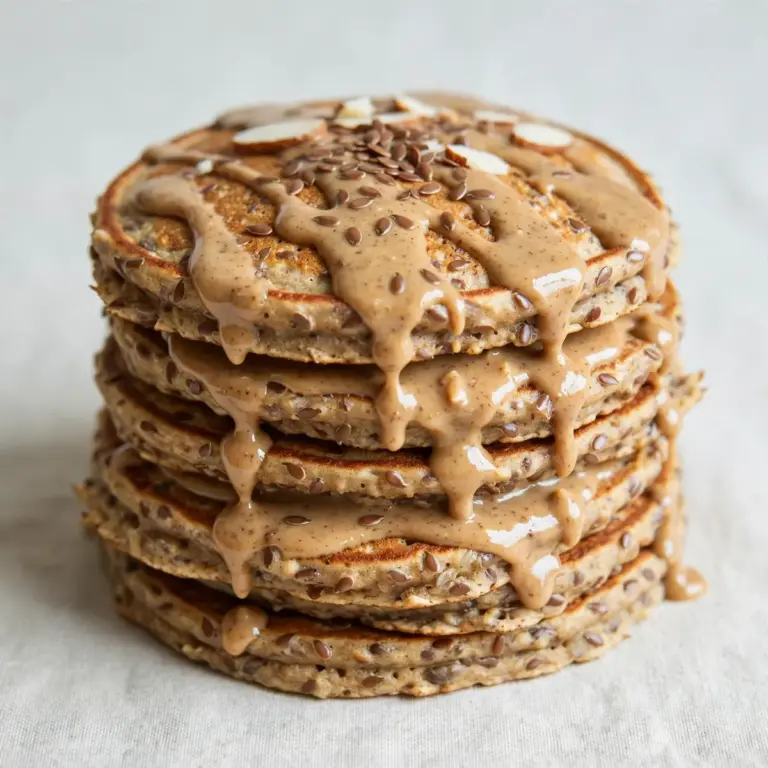 Easy Weeknight Quick Almond Butter and Flaxseed Pancakes
