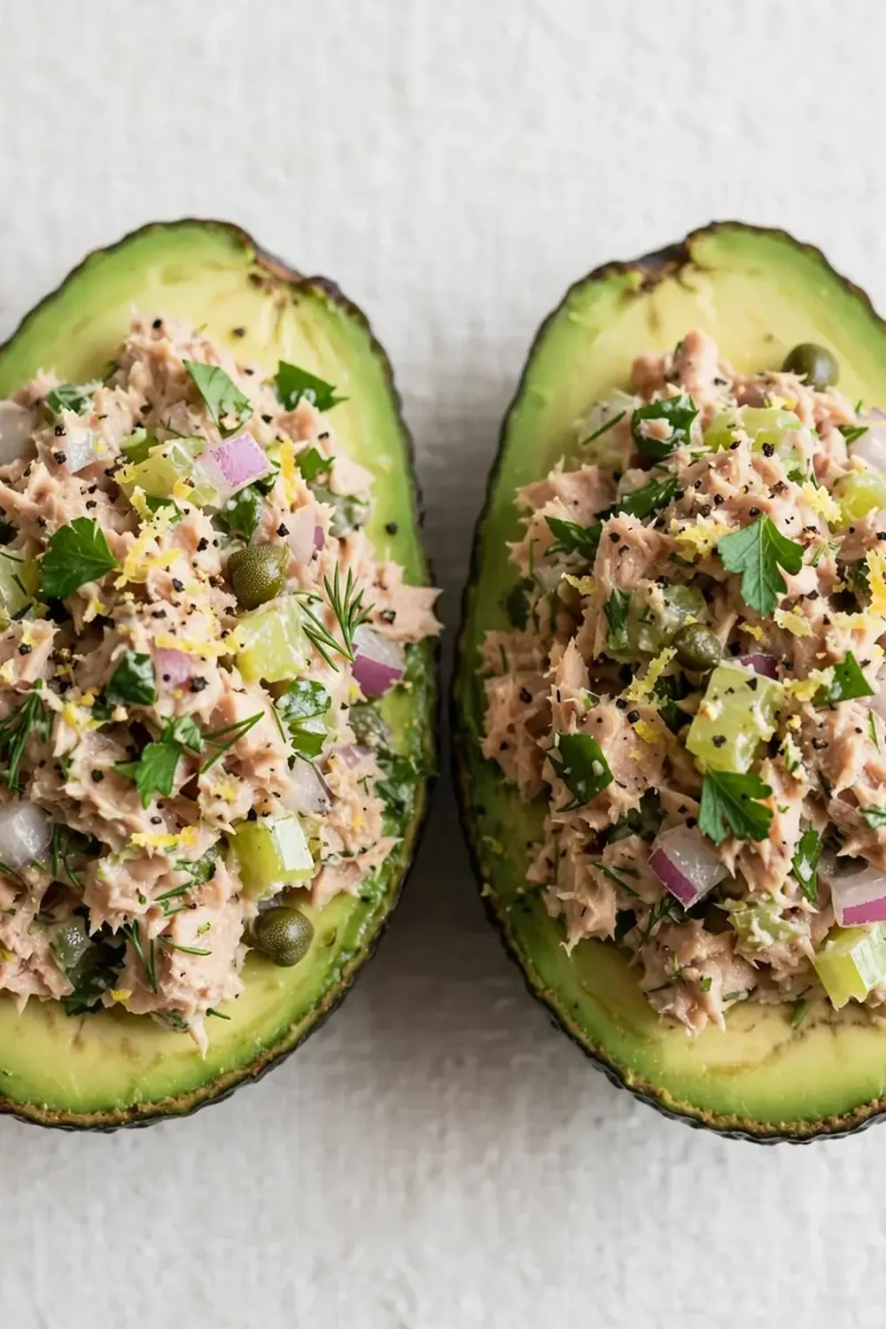 Quick Tuna Salad Loaded Avocado Halves