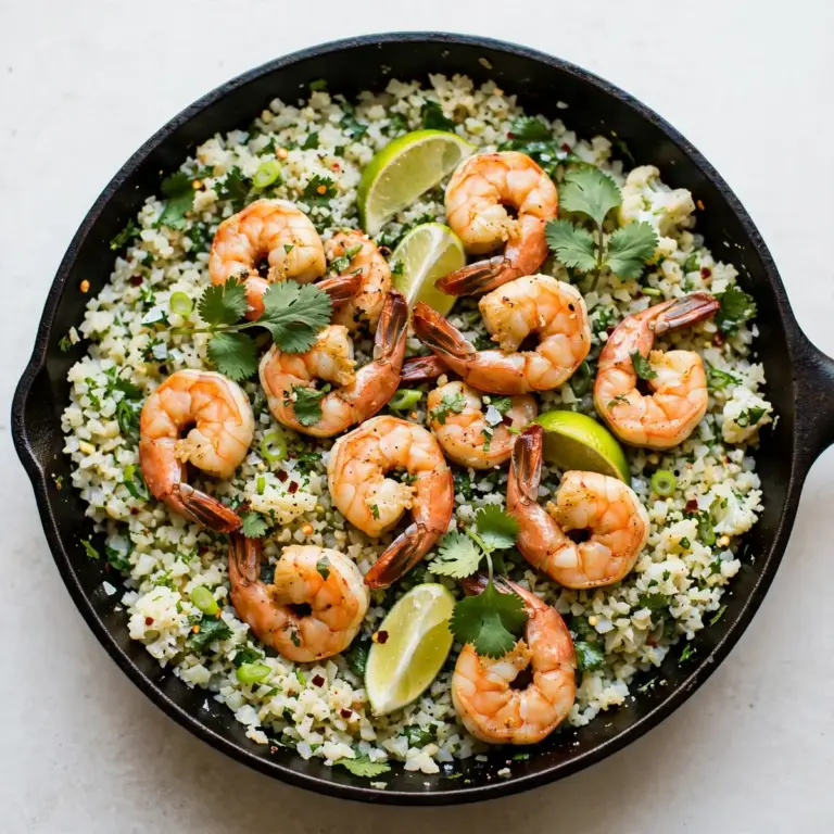 One-Pan Cilantro Lime Shrimp Skillet & Cauli Rice