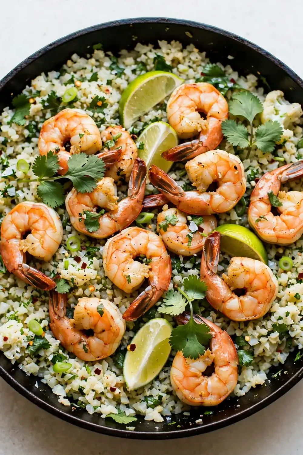 Cilantro Lime Shrimp Skillet with Cauliflower Rice
